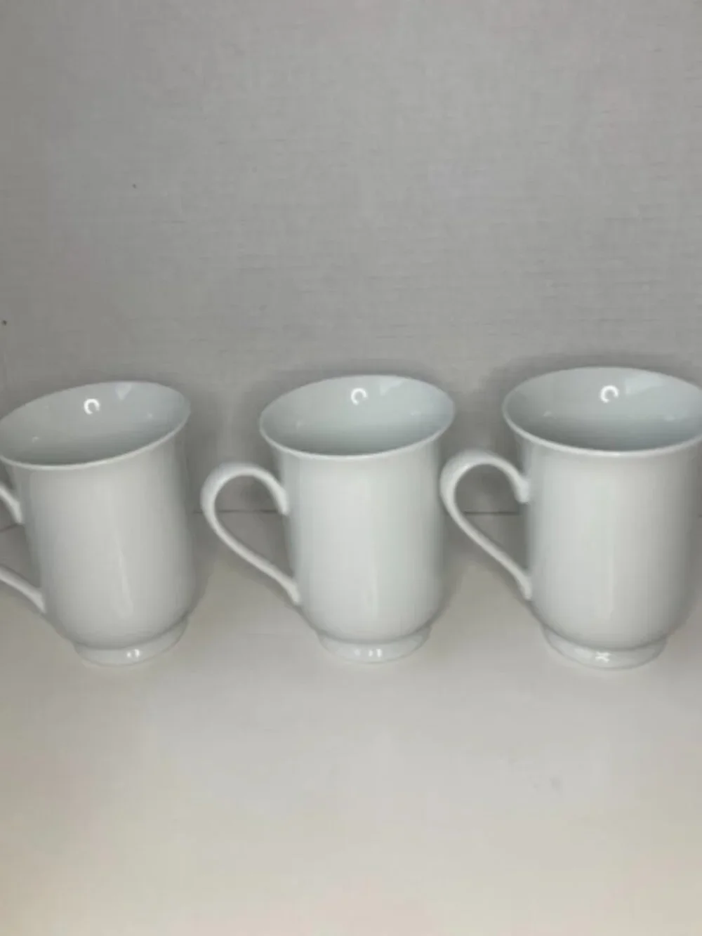 Pottery Barn PB White Porcelain Footed Coffee Mugs